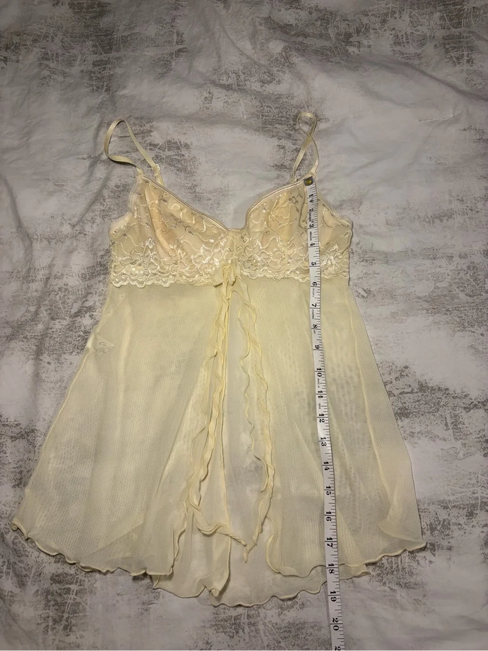 Vintage Sheer Lace Front-Tie Babydoll Lingerie